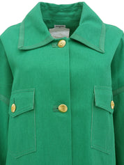 コットンCCマークボタンサファリジャケット グリーン