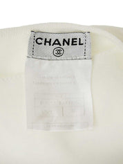 2006 Oval CC Mark Plate Frill Sleeveless Dress White