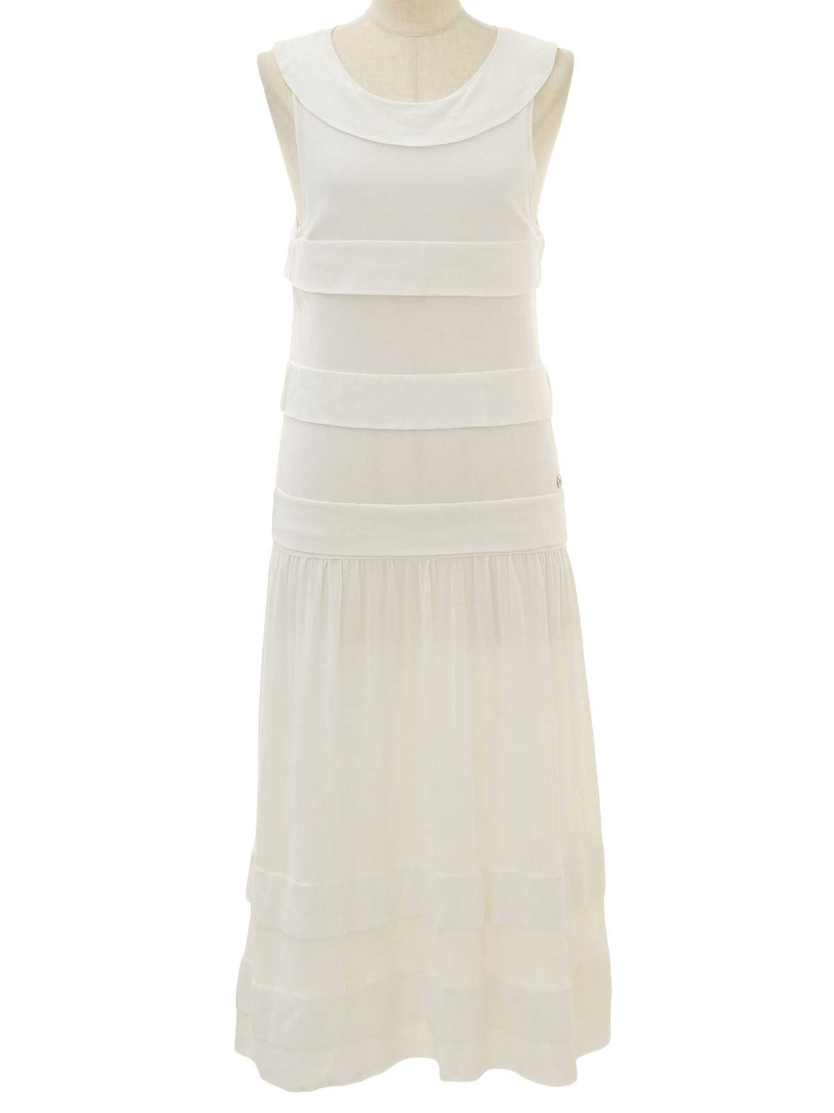 2006年製 オーバルCCマークプレートフリルノースリーブワンピース ホワイト