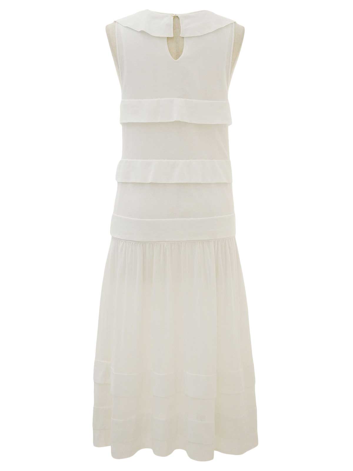 2006年椭圆形CC标志牌荷叶边无袖连衣裙 白色