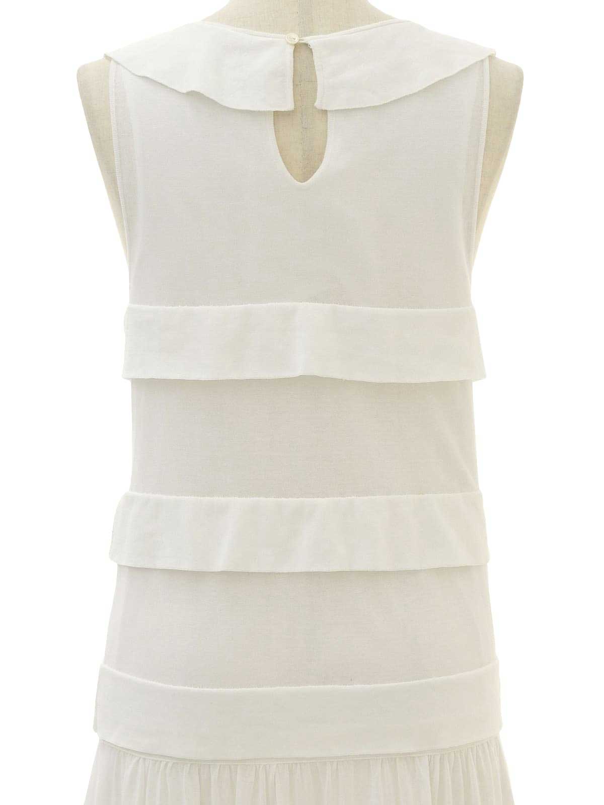 2006 Oval CC Mark Plate Frill Sleeveless Dress White