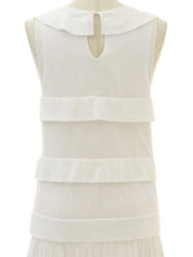2006 Oval CC Mark Plate Frill Sleeveless Dress White
