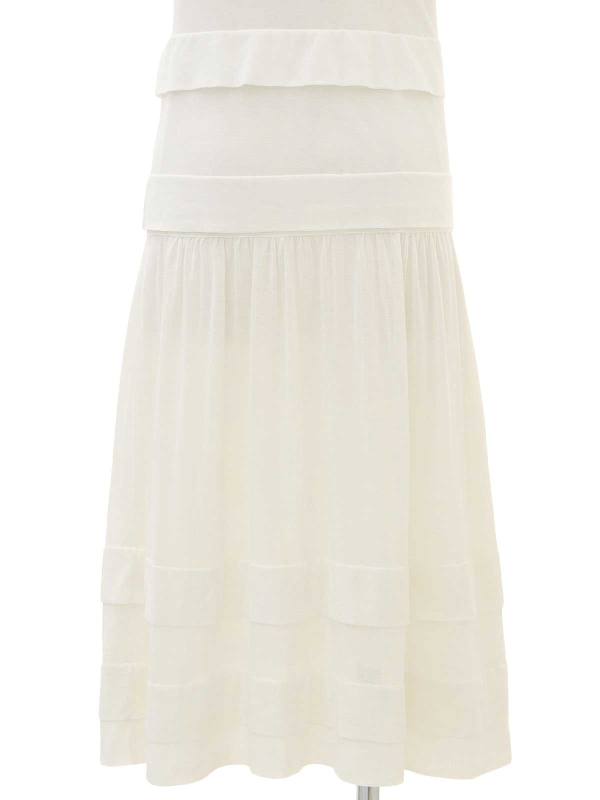2006 Oval CC Mark Plate Frill Sleeveless Dress White