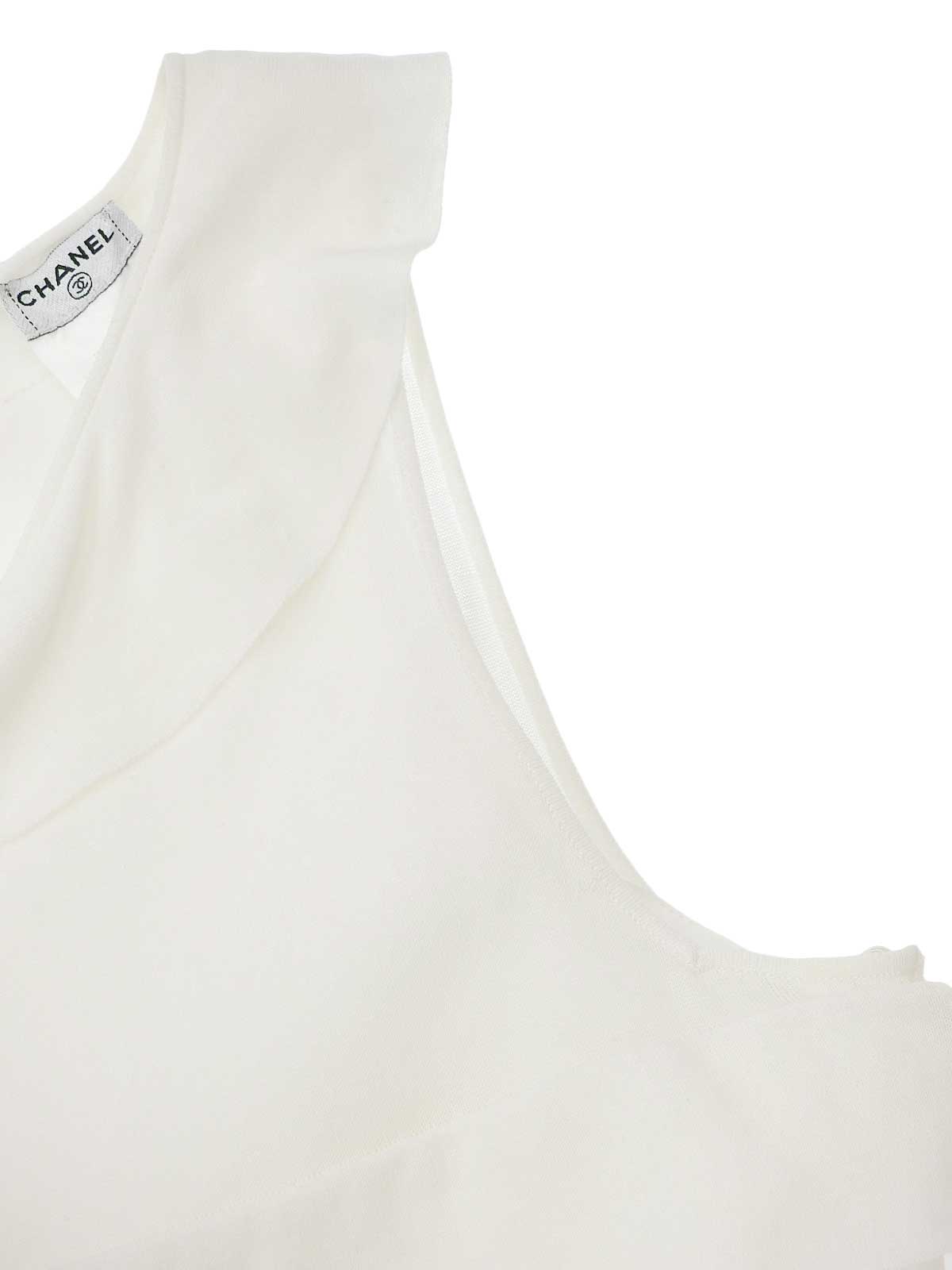 2006年椭圆形CC标志牌荷叶边无袖连衣裙 白色
