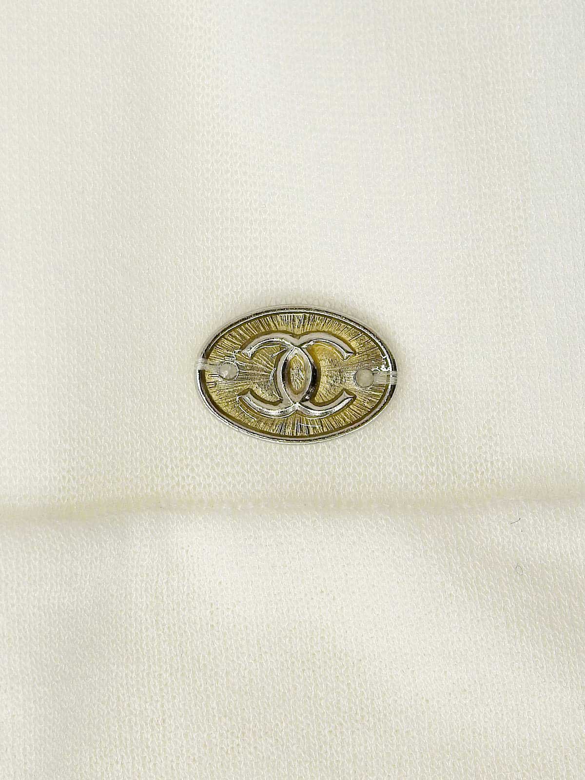 2006 Oval CC Mark Plate Frill Sleeveless Dress White