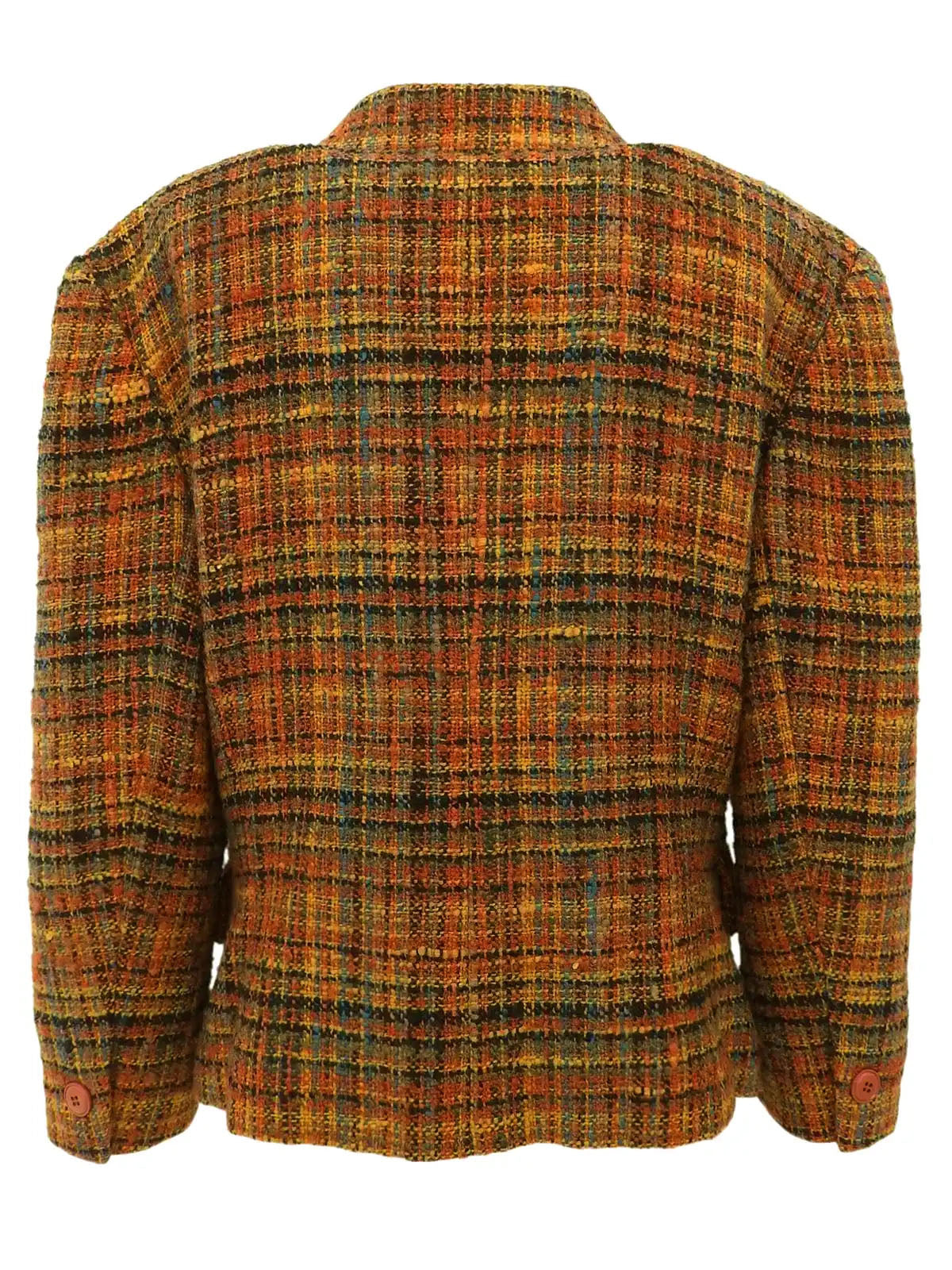 Tweed check pattern double-breasted jacket in brown/multi