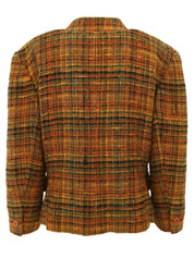 ツイードチェックパターンダブルブレストジャケット ブラウン/マルチ