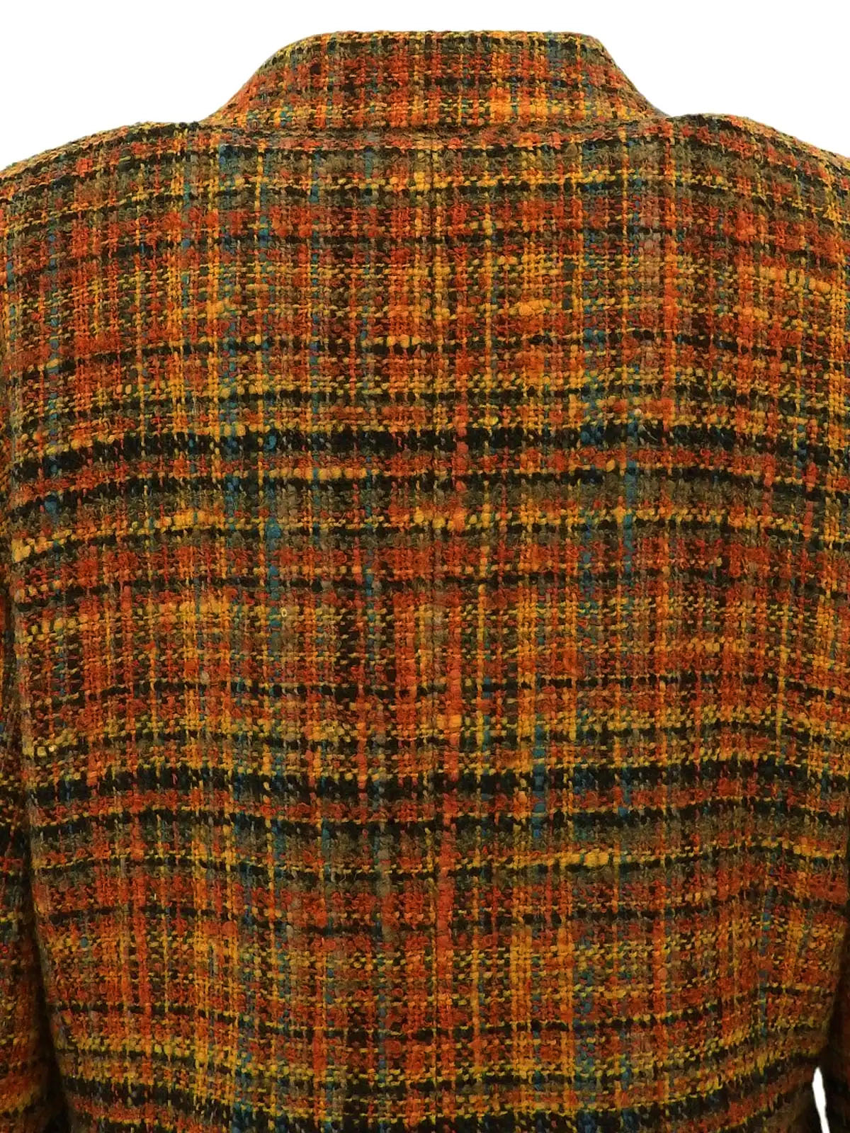 Tweed check pattern double-breasted jacket in brown/multi