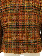 Tweed check pattern double-breasted jacket in brown/multi