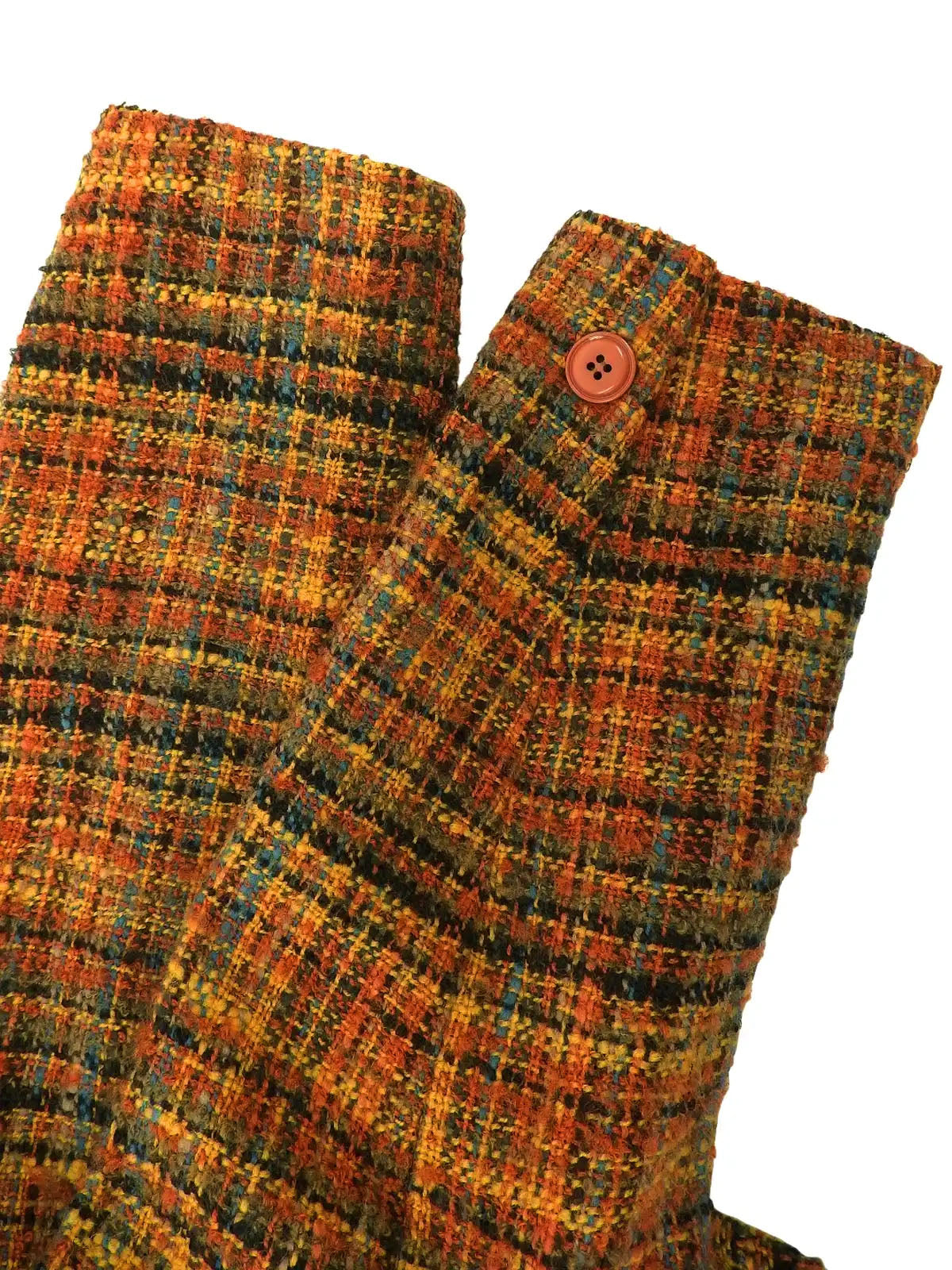 Tweed check pattern double-breasted jacket in brown/multi