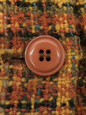 Tweed check pattern double-breasted jacket in brown/multi