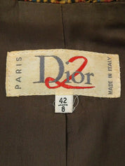Tweed check pattern double-breasted jacket in brown/multi
