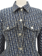 Trotter Pattern Design Jacket Gray/Blue