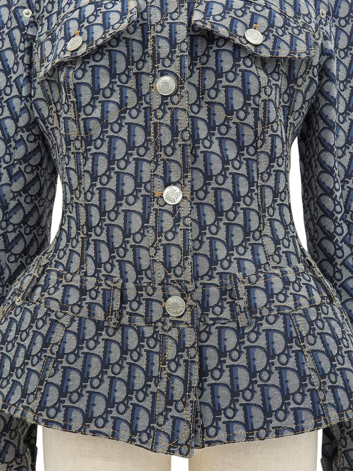 トロッターパターンデザインジャケット グレー/ブルー