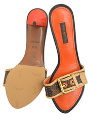 2006 Canvas Monogram Perforated Sandals in Brown/Orange