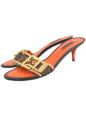 2006 Canvas Monogram Perforated Sandals in Brown/Orange