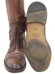 Brown lace-up long boots