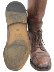 Brown lace-up long boots