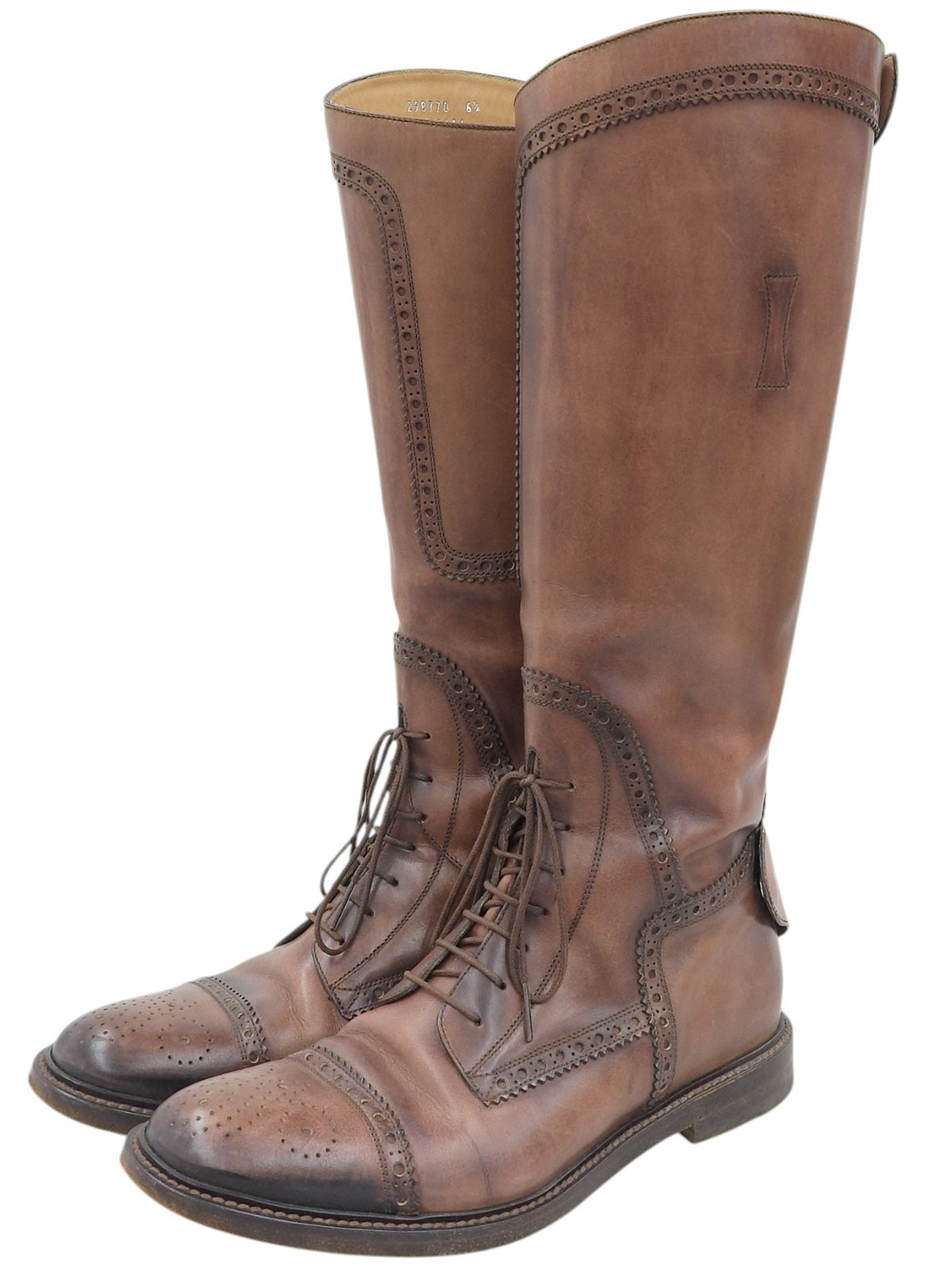 Brown lace-up long boots