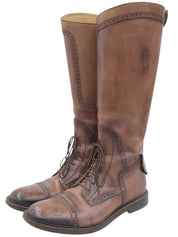 Brown lace-up long boots