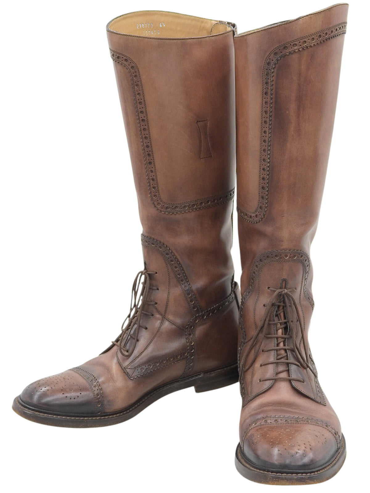 Brown lace-up long boots