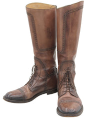 Brown lace-up long boots