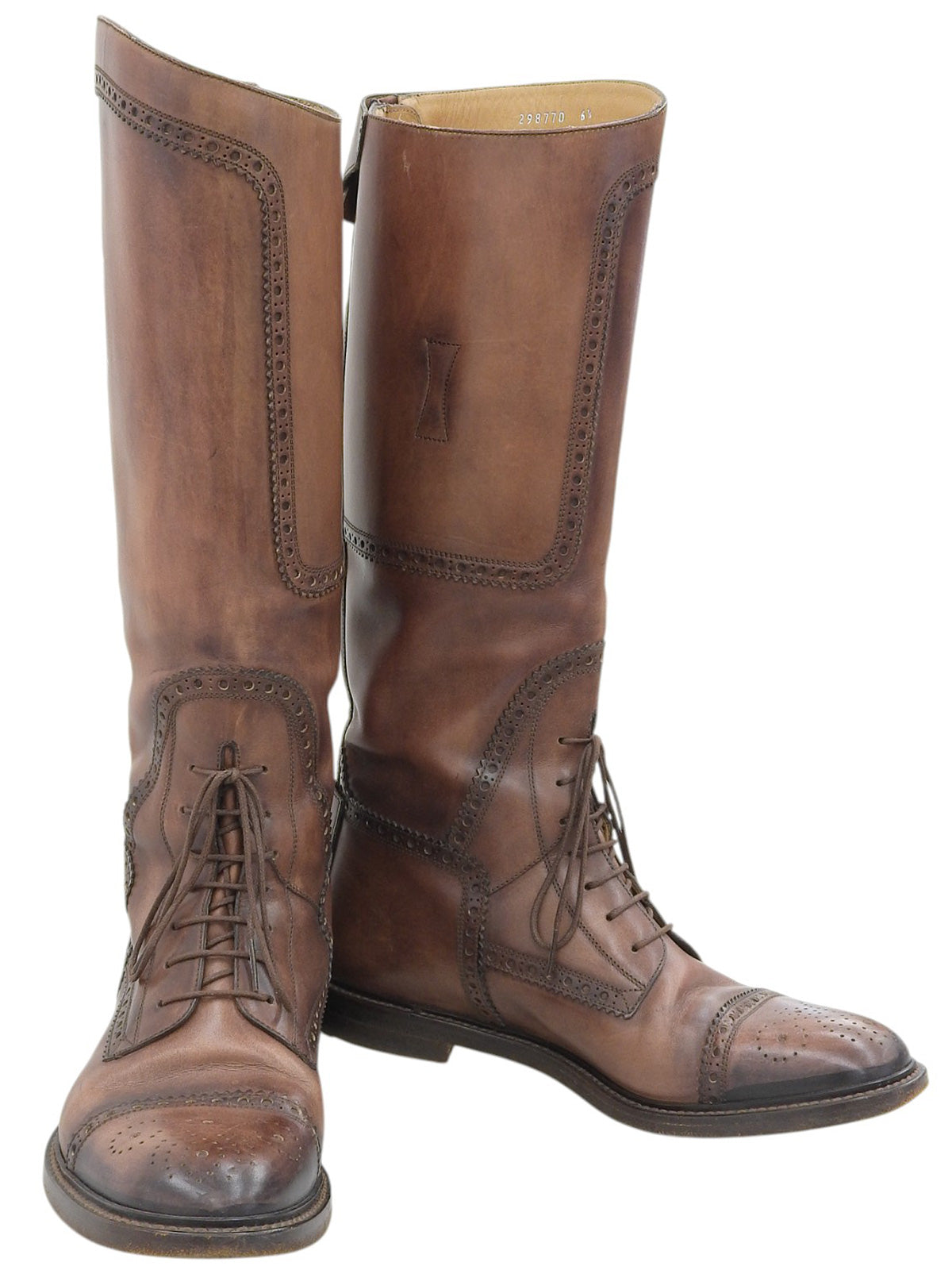 Brown lace-up long boots