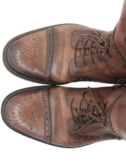 Brown lace-up long boots
