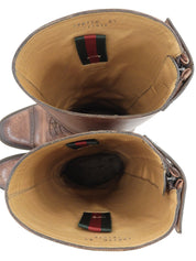 レースアップロングブーツ ブラウン