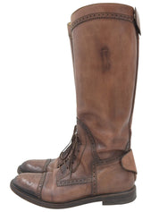 Brown lace-up long boots