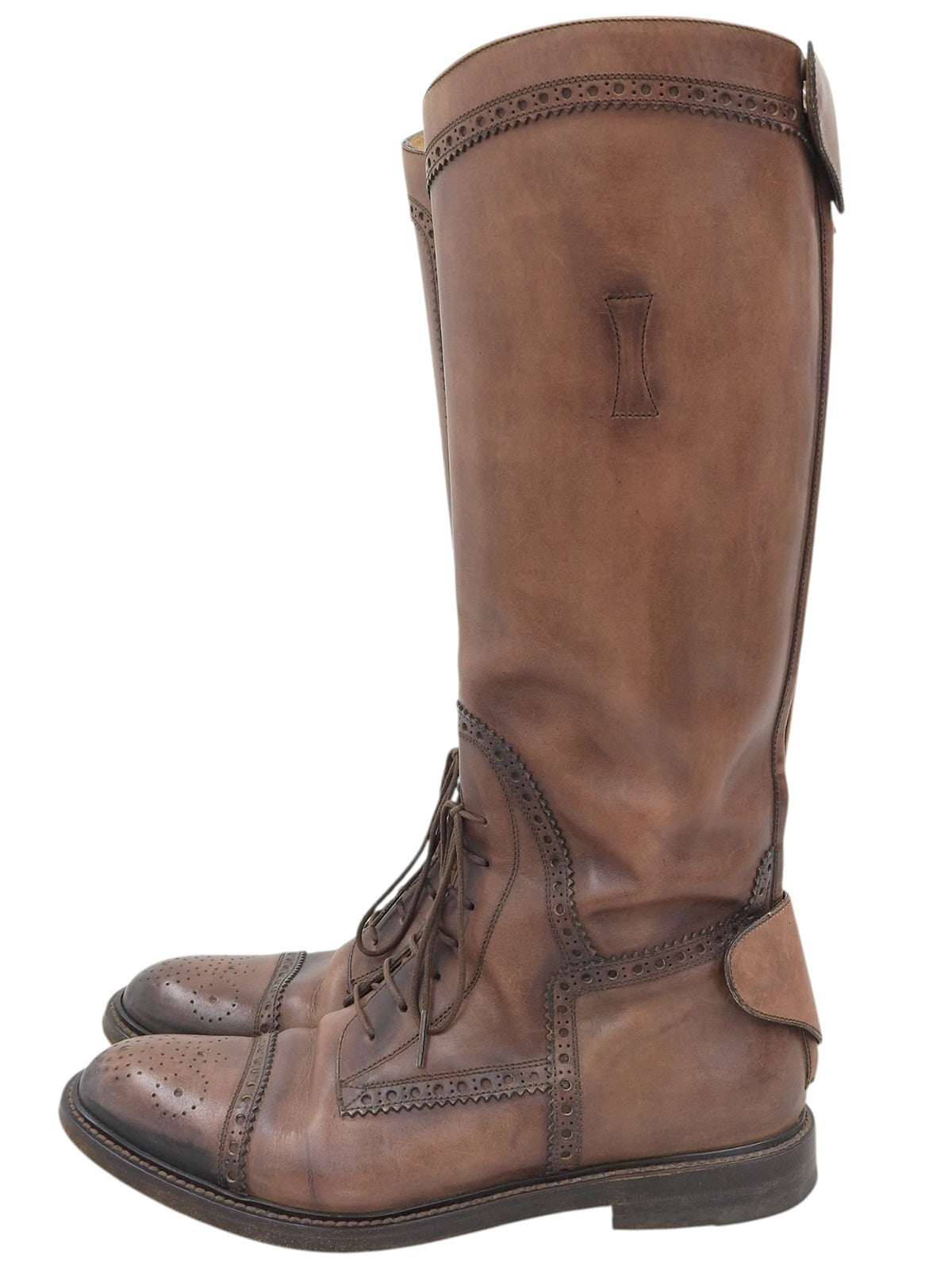 Brown lace-up long boots