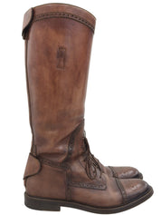 Brown lace-up long boots