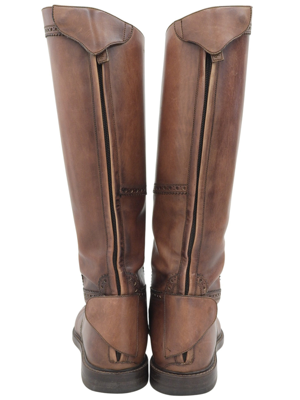 Brown lace-up long boots