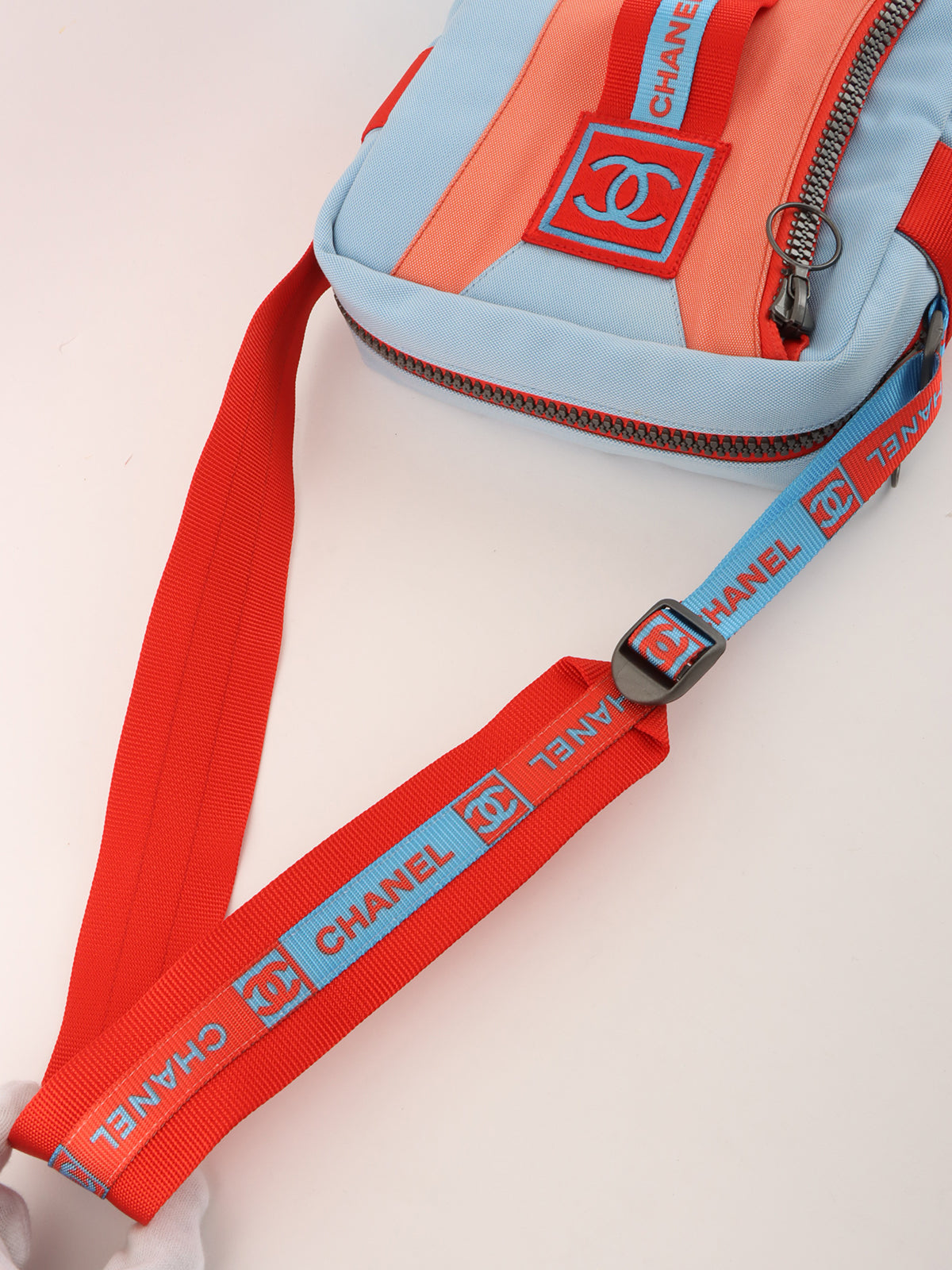 2001 Sports Line CC Mark Logo Shoulder Bag Light Blue/Red