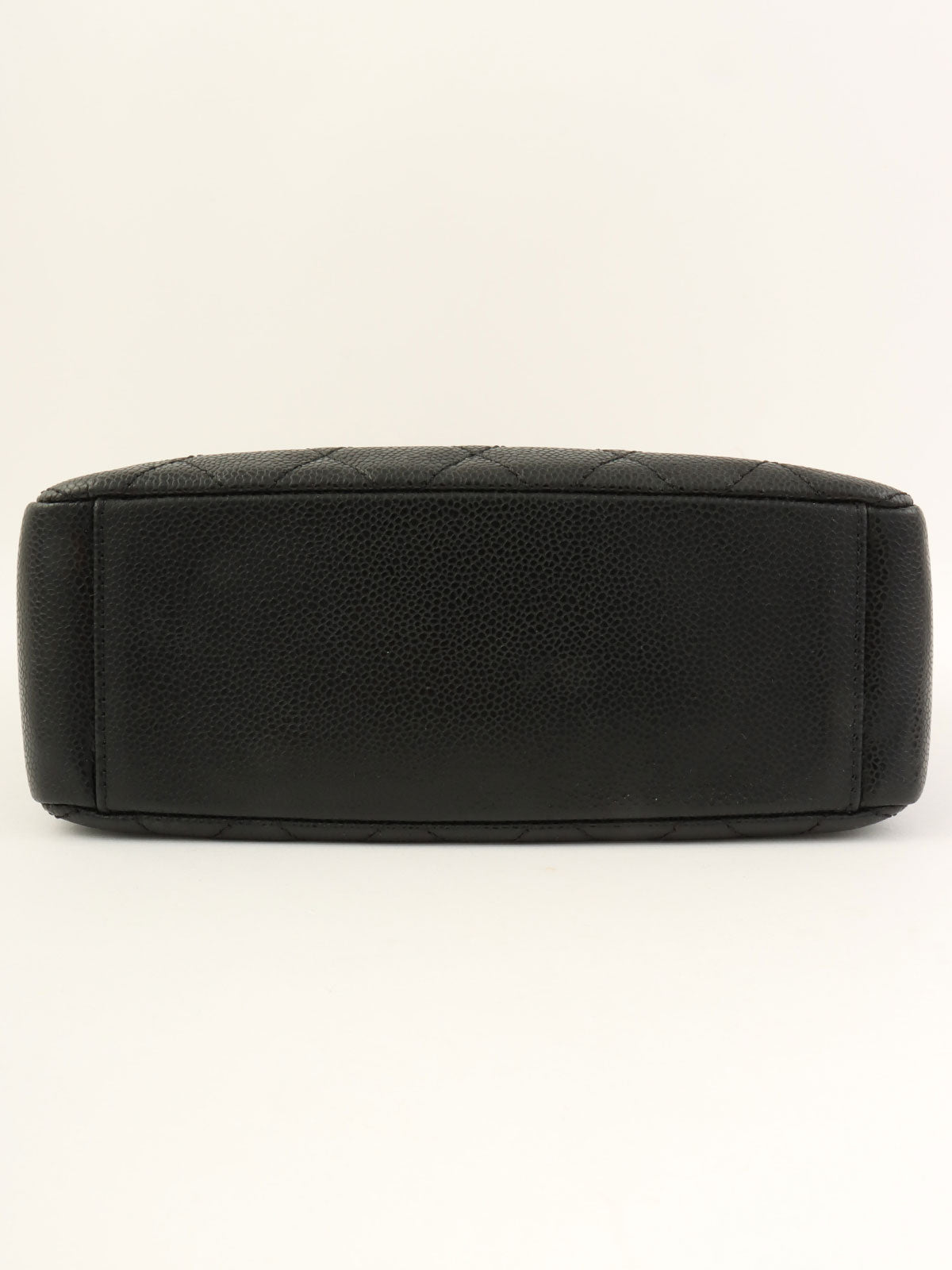 2009年頃製 キャビアスキンCCマークステッチチェーントートバッグ ブラック