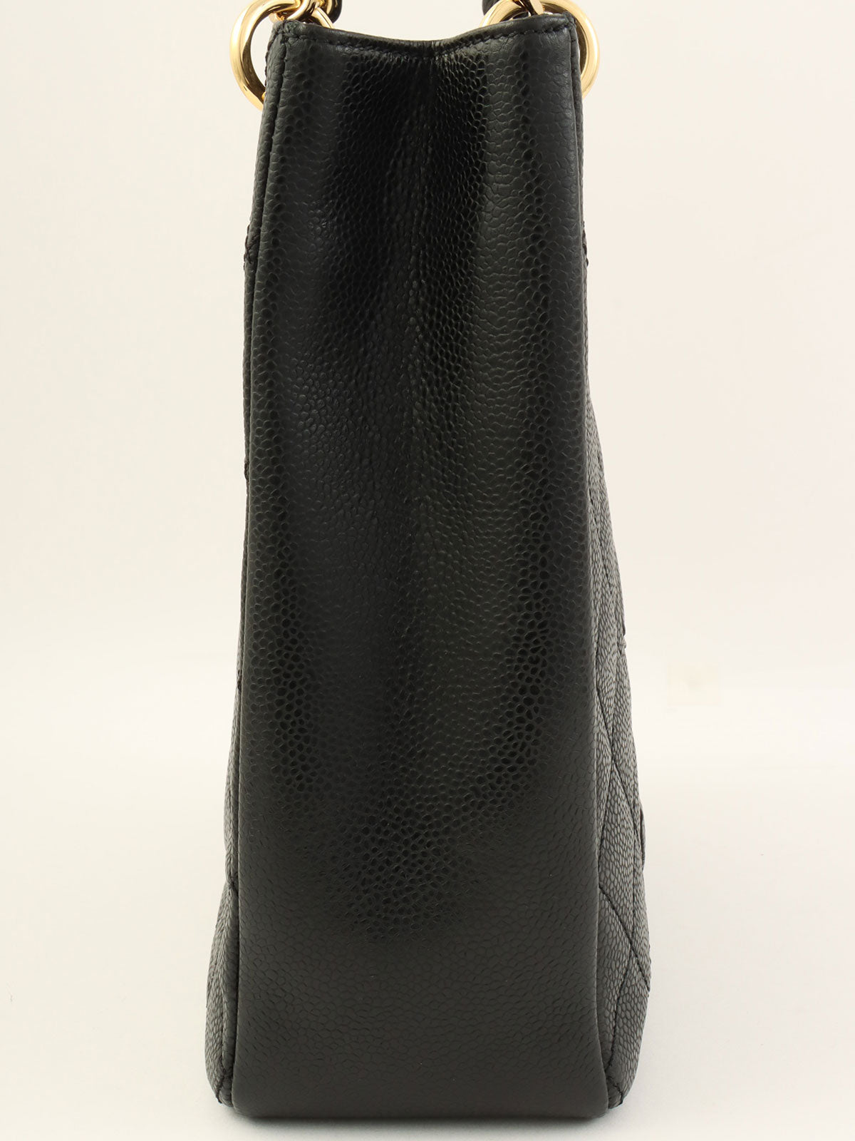 2009年頃製 キャビアスキンCCマークステッチチェーントートバッグ ブラック