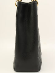 2009年頃製 キャビアスキンCCマークステッチチェーントートバッグ ブラック