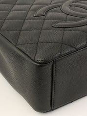 2009年頃製 キャビアスキンCCマークステッチチェーントートバッグ ブラック