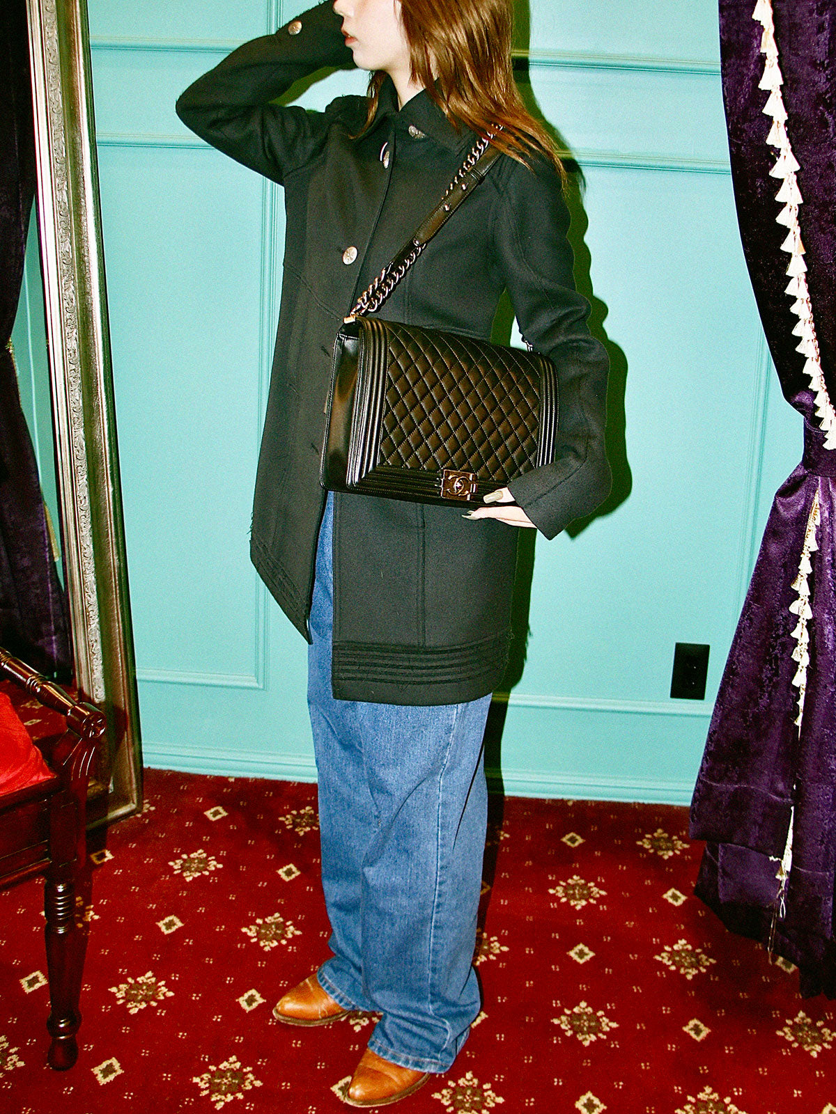 2014 Boy Chanel Chain Shoulder Bag in Black