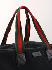 キャンバスGGパターンシェリーラインボストンバッグ ブラック/グリーン/レッド