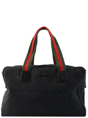 Canvas GG Pattern Sherry Line Boston Bag in Black/Green/Red