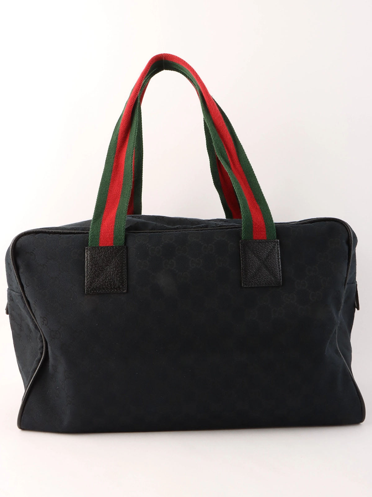 キャンバスGGパターンシェリーラインボストンバッグ ブラック/グリーン/レッド