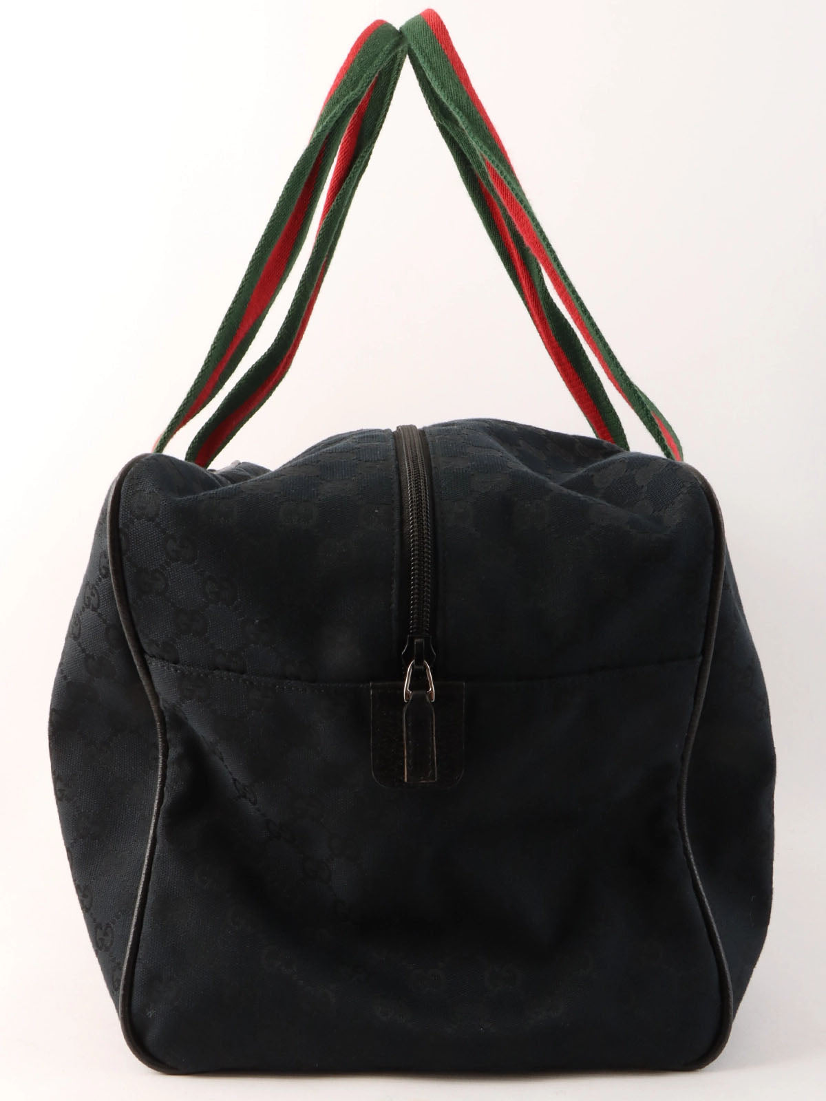 キャンバスGGパターンシェリーラインボストンバッグ ブラック/グリーン/レッド