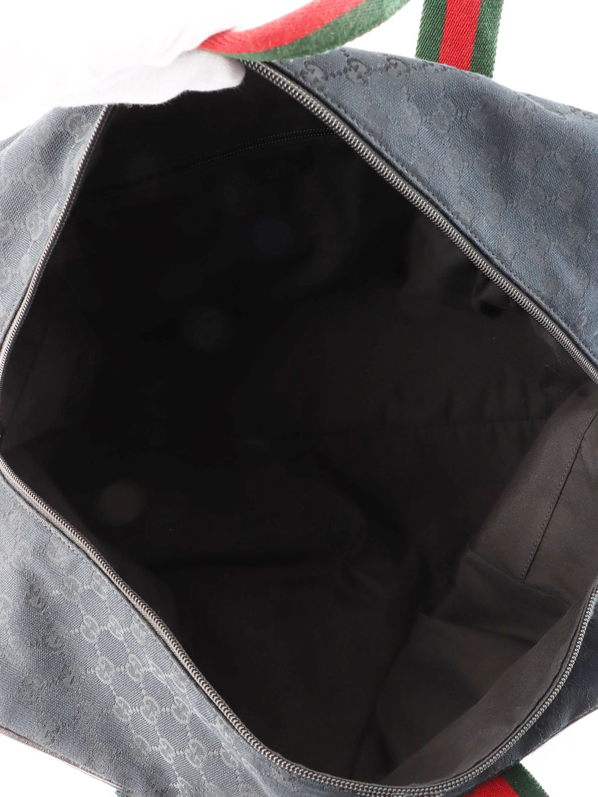 キャンバスGGパターンシェリーラインボストンバッグ ブラック/グリーン/レッド