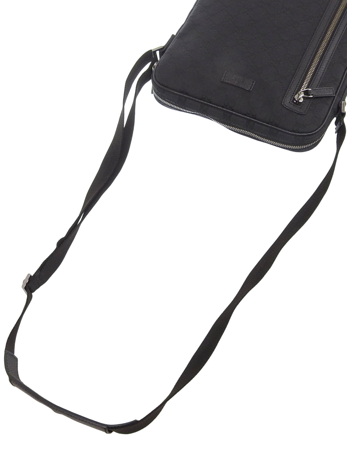 黑色帆布 GG 图案单肩包