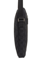 黑色帆布 GG 图案单肩包