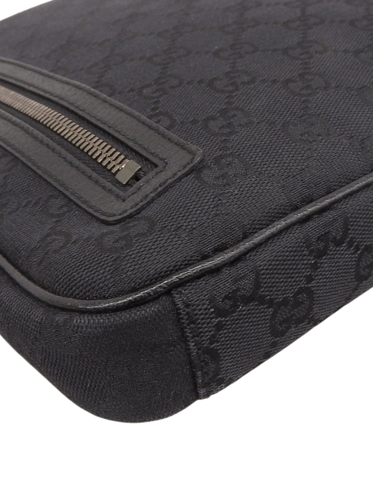 黑色帆布 GG 图案单肩包