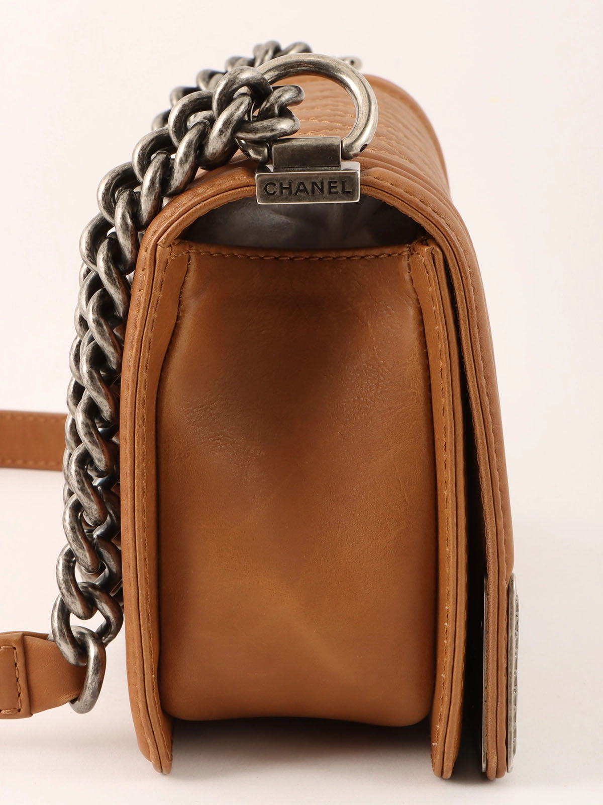 2014 Boy Chanel Chain Shoulder Bag Brown