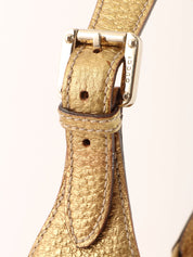 Canvas GG Pattern Horsebit Plate Shoulder Bag in Beige/Gold