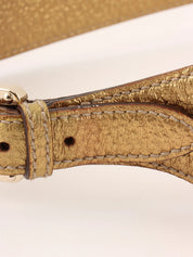 Canvas GG Pattern Horsebit Plate Shoulder Bag in Beige/Gold